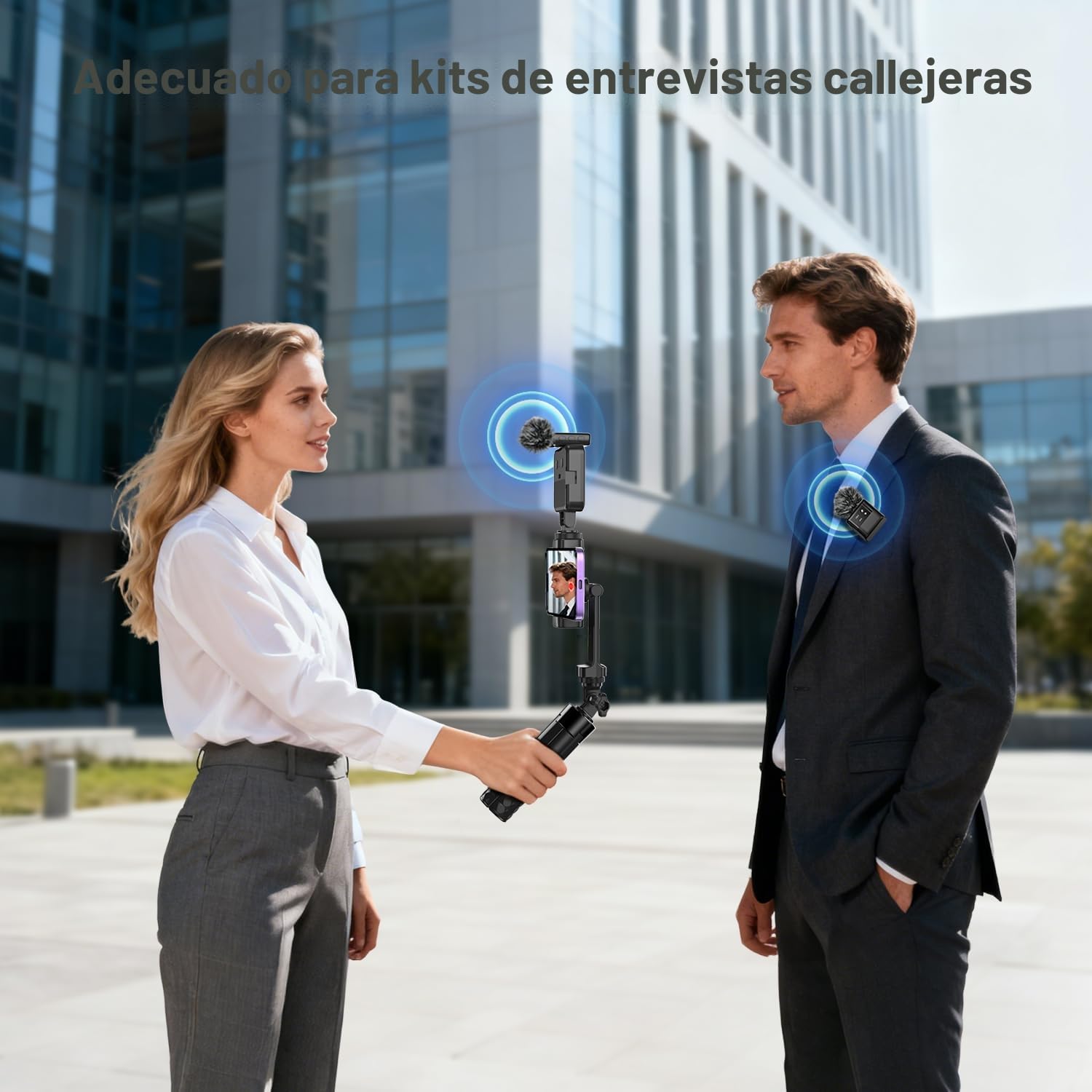 yAyusi Kit Vlogging para iPhone, Kit para Youtubers, Incluir Trípode 2 en 1, Luz LED, Micrófono con Estuche de Almacenamiento, Ideal para Entrevistas Callejeras y Grabación de Vlog