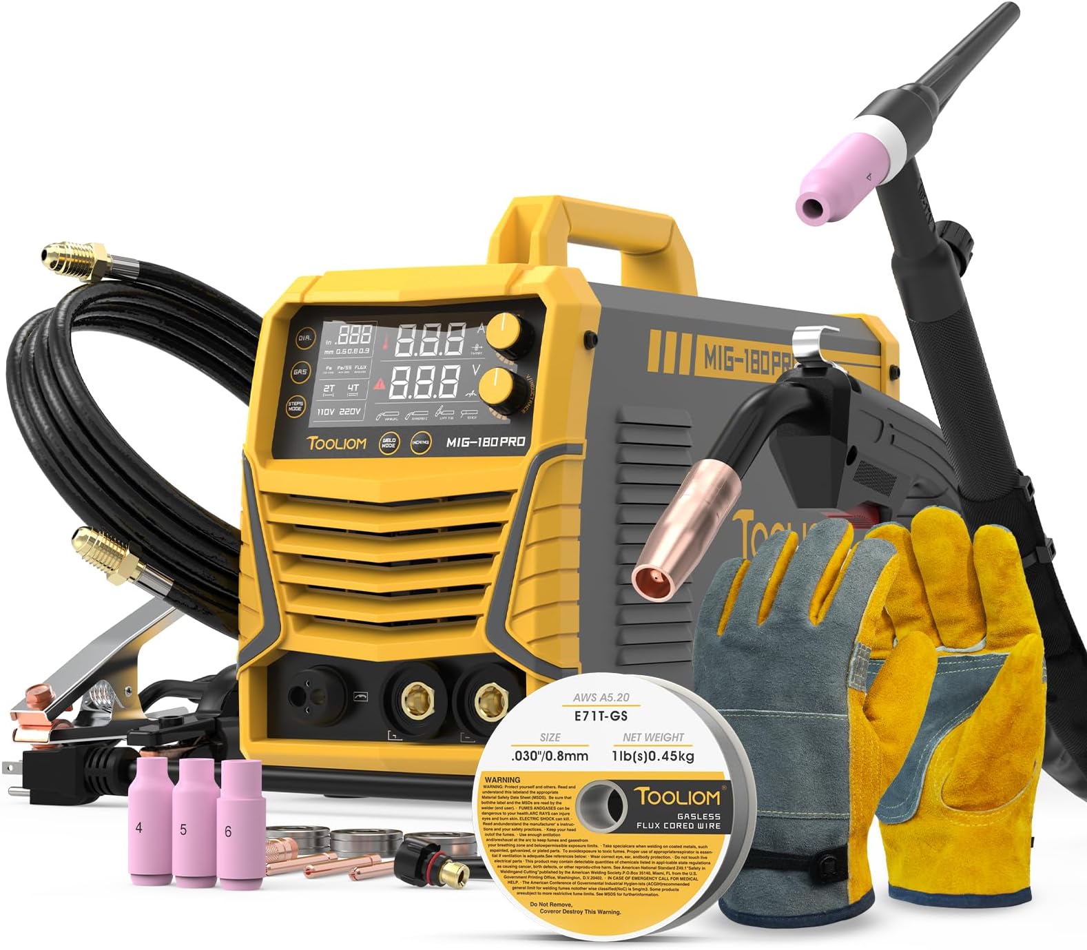 180A 110/220V 4-in-1 MIG Welder Kit with Lift TIG torch