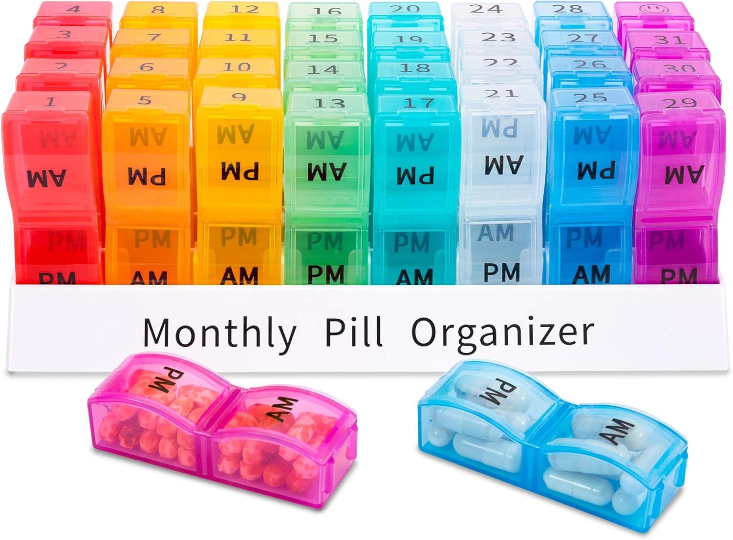 ASprink Monthly Pill Organizer 2 Times a Day,30 Day One
