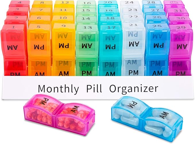 ASprink Monthly Pill Organizer 2 Times a Day,30 Day One
