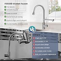 Vista 5 de FEELSO Kitchen Faucets, Upgraded Filter Water Kitchen Faucet with Pull Down Sprayer, Brushed Nickel Stainless Steel High Arc 1 Or 3 Hole Kitchen