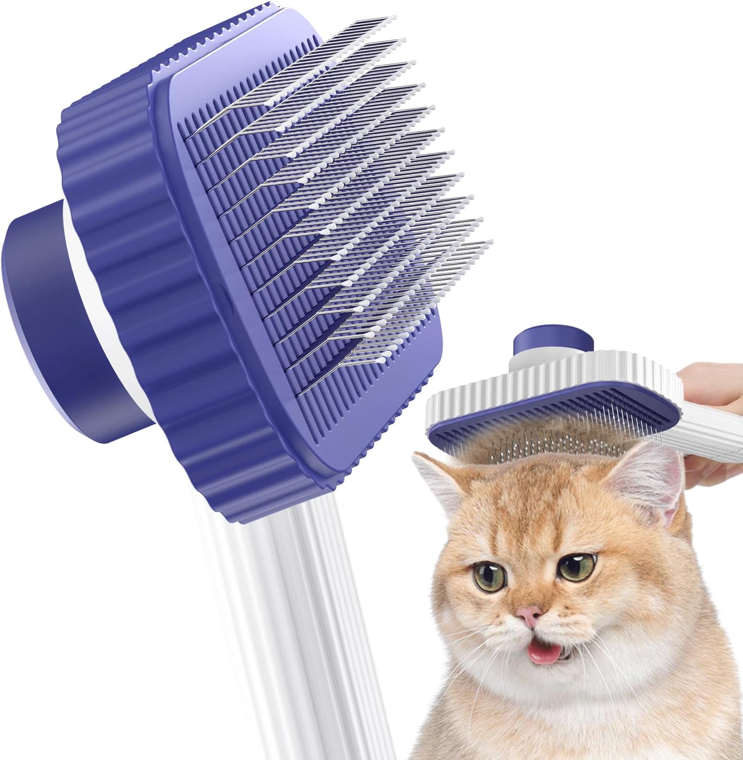 ACE2ACE Dog Brush, Professional Dog Cat Brush for Long Haired, Remove Loose Fur and Mats, Rounded Pins Reduces Painful Pulling, Not for Tangle and Curly Fur, Dark Blue