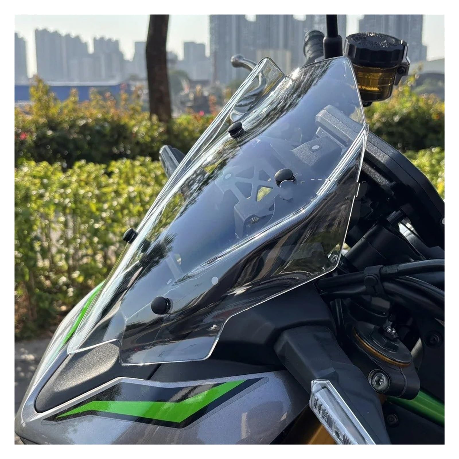 Windschild Windabweiser Für Kawasaki Für Z900 2025 Motorrad Touring Windschutzscheibe Visier Double Bubble Windabweiser(Black)