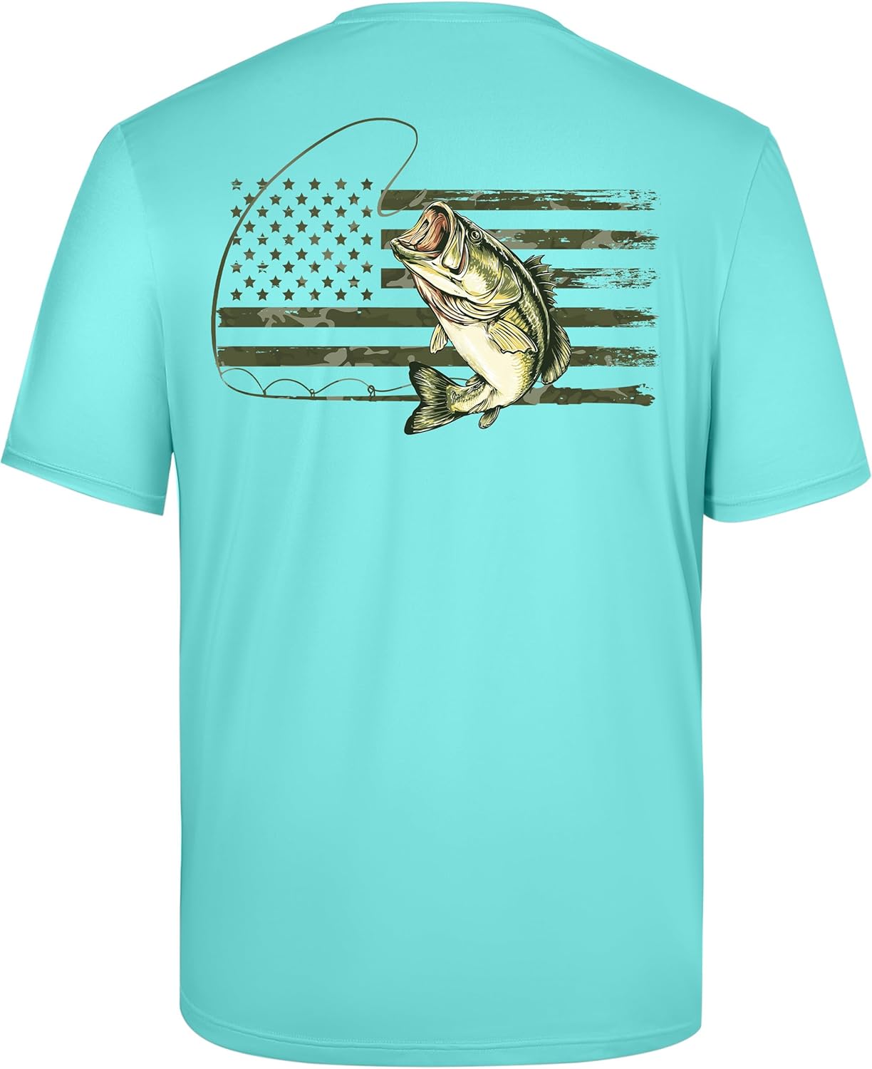 Men’s Fishing Shirt Short Sleeve, UPF 50+ UV Sun Protection T-Shirt, Quick Dry Graphic Tee for Swim Surf