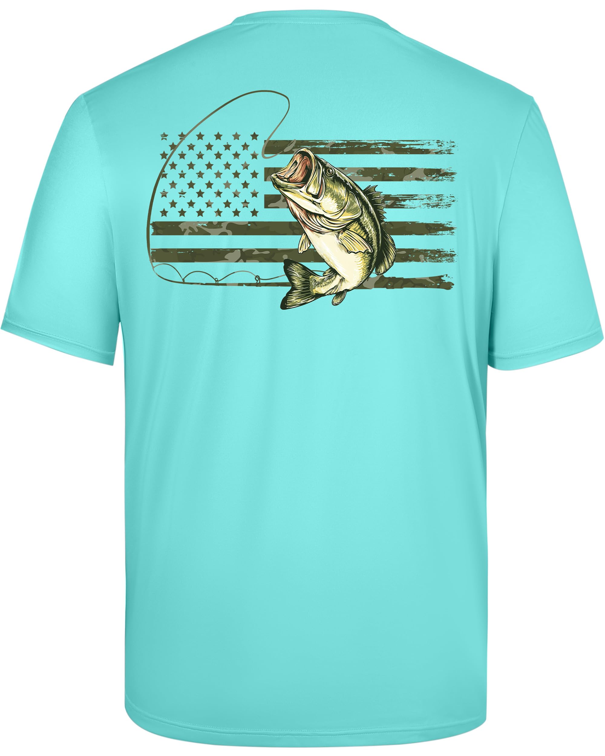 Men's Fishing Shirt Short Sleeve, UPF 50+ UV Sun Protection T-Shirt, Quick Dry Graphic Tee for Swim Surf