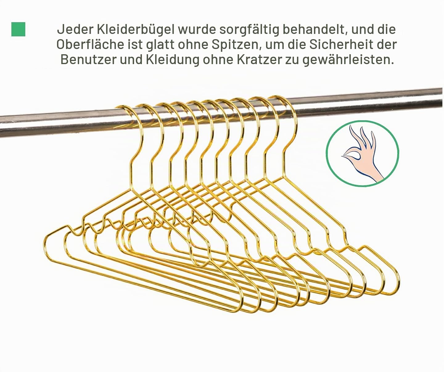 Amber Home Kleiderbügel für Kinder, aus Metall, robust, mit Kerben, goldfarben, 20 Stück