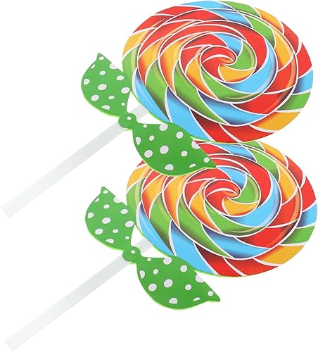 Miniatura 10 de Piruleta de hadas, 2 piezas de adornos de caramelo grandes, piruleta de remolino, piruleta, comida falsa, accesorios de fotos para bodas, fiestas de