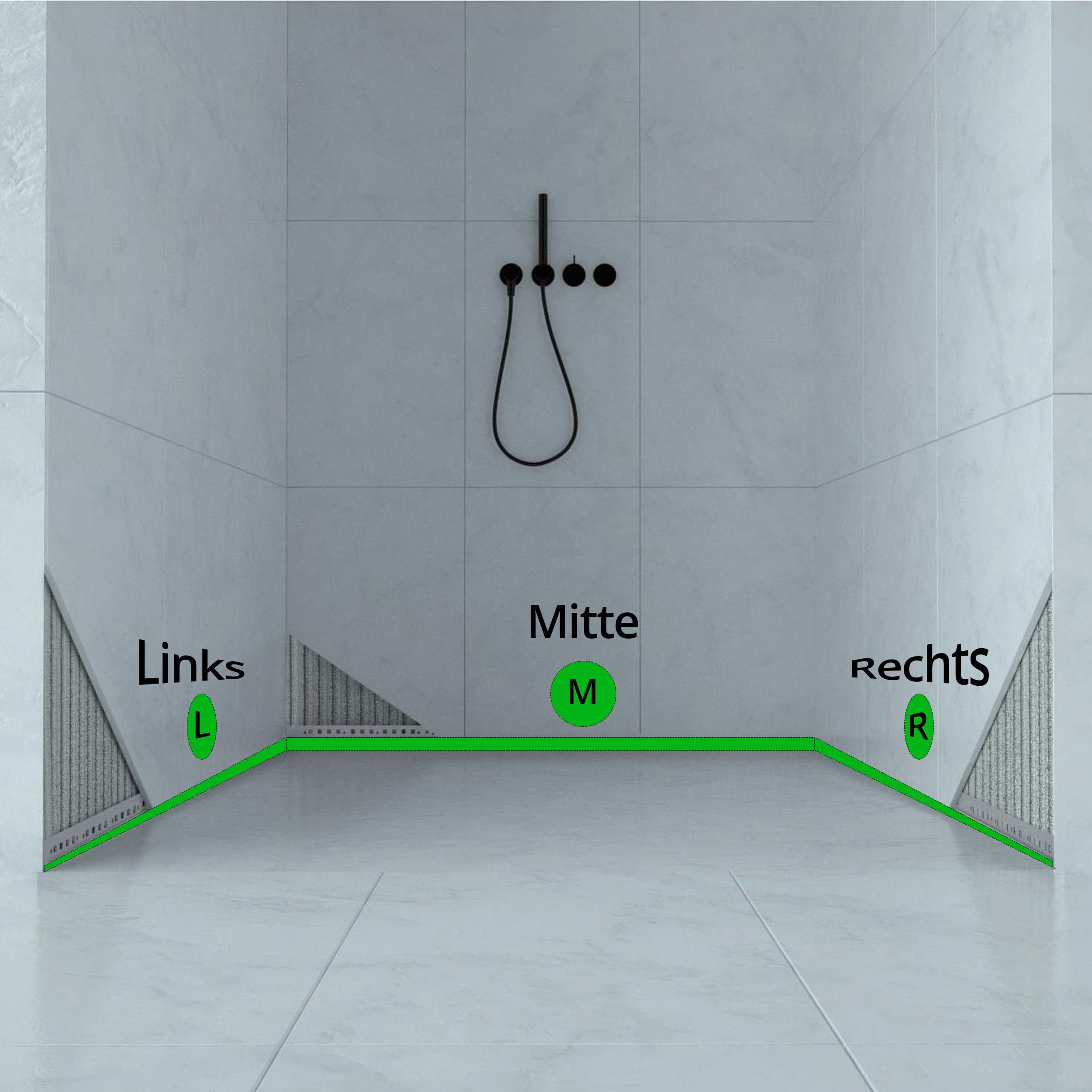Dusch-/Wand-/Keilprofil Gefälleprofil gebürstet 8mm Typ 5 - Links - 150cm