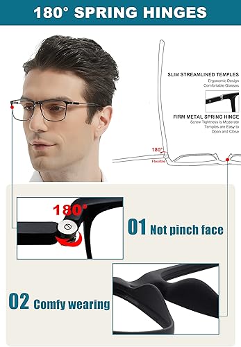 Miniatura 3 de Lentes de lectura para hombre con estilo, lectores grandes, ligeros, 1.0, 1.25, 1.5, 1.75, 2.0, 2.25, 2.5, 2.75, 3.0, 3.5, 4.0
