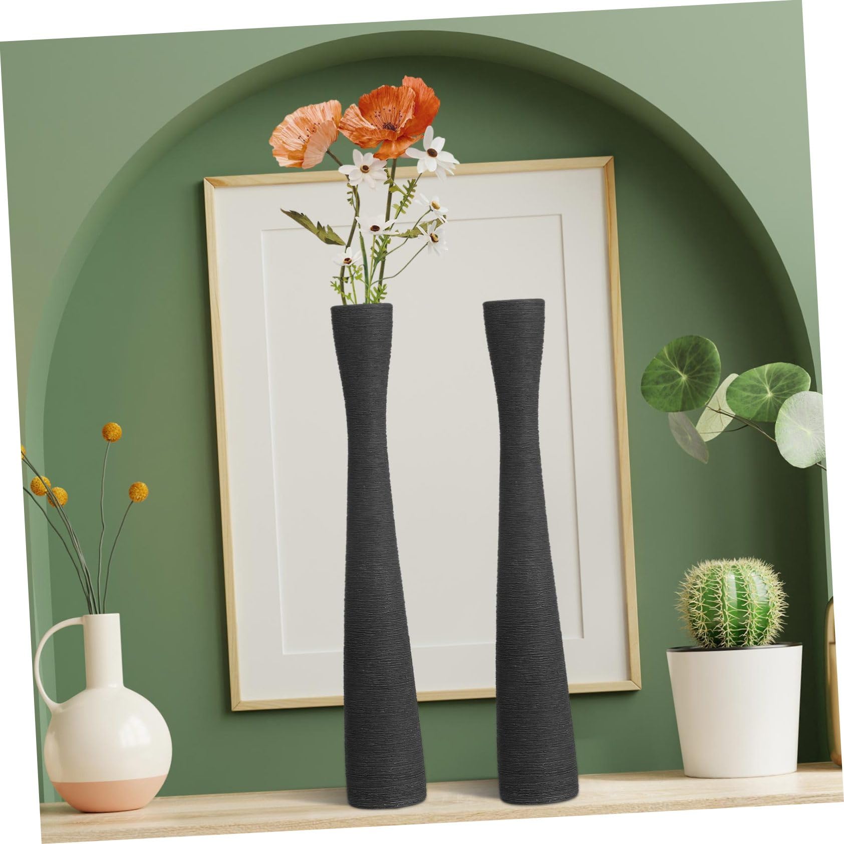 Toddmomy 2 Piezas Jarrones de Cerámica de Suelo de Jarrones y Esbeltos para Decoración Vases Estéticos con Cuello Estrecho Flores y Ramas Decorativas