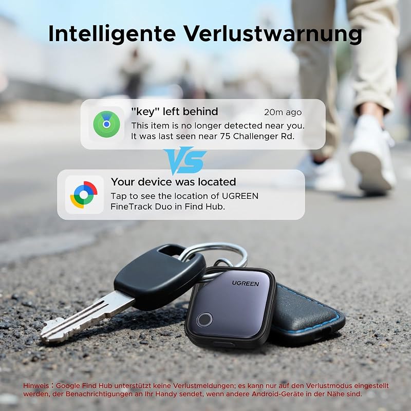 UGREEN FineTrack Duo, set de 4 trackere GPS reîncărcabile prin USB-C pentru iOS și Android, compatibile cu Apple Find My sau Google Find My Device, autonomie 12 luni, pentru chei, bagaje