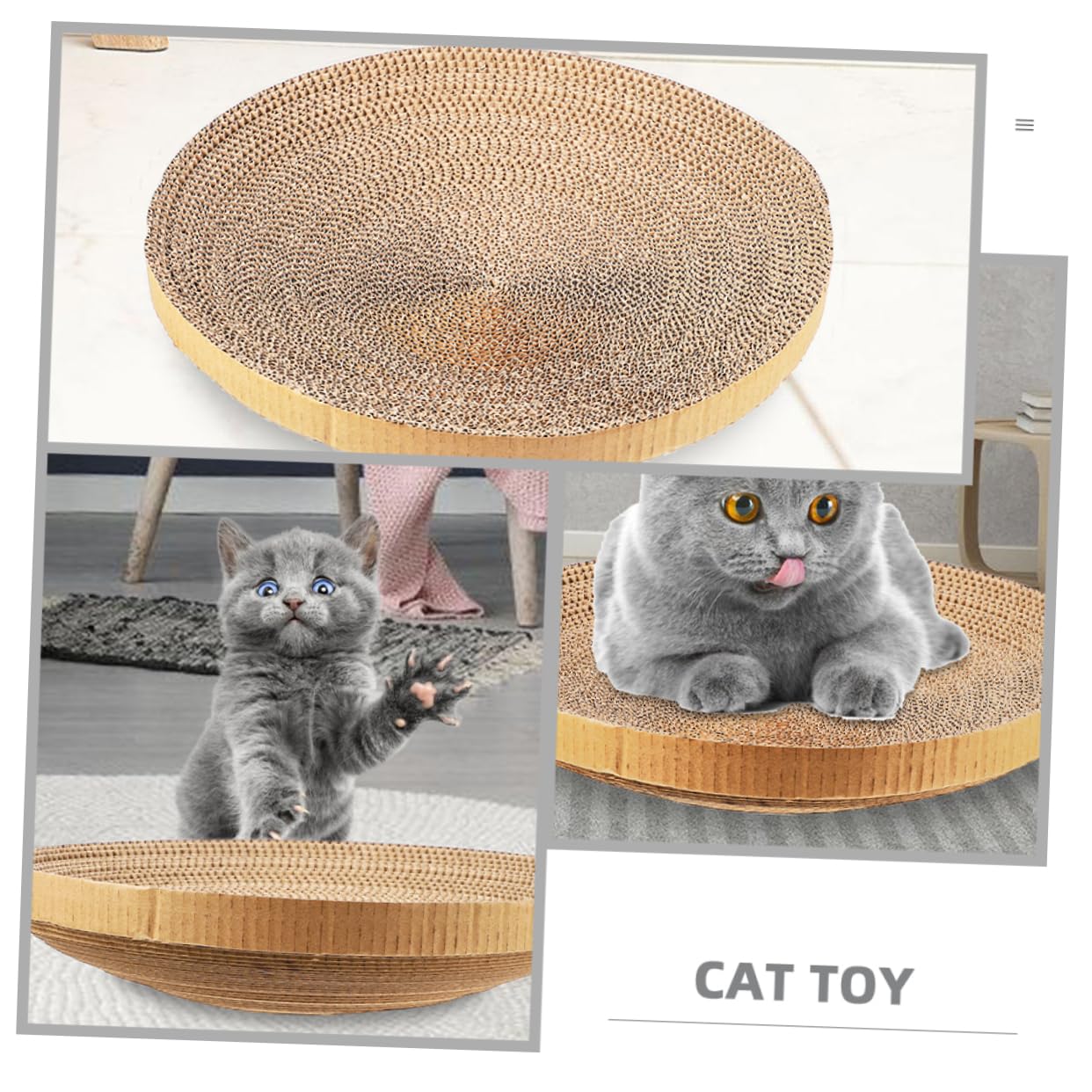 POPETPOP 3 Piezas Recambio Rascador para Gatos Redondo De CartóN Corrugado, DiseñO Circular, Ideal para ArañAr Y Descansar, Protege Muebles, 35 X 35 X 2.7 Cm