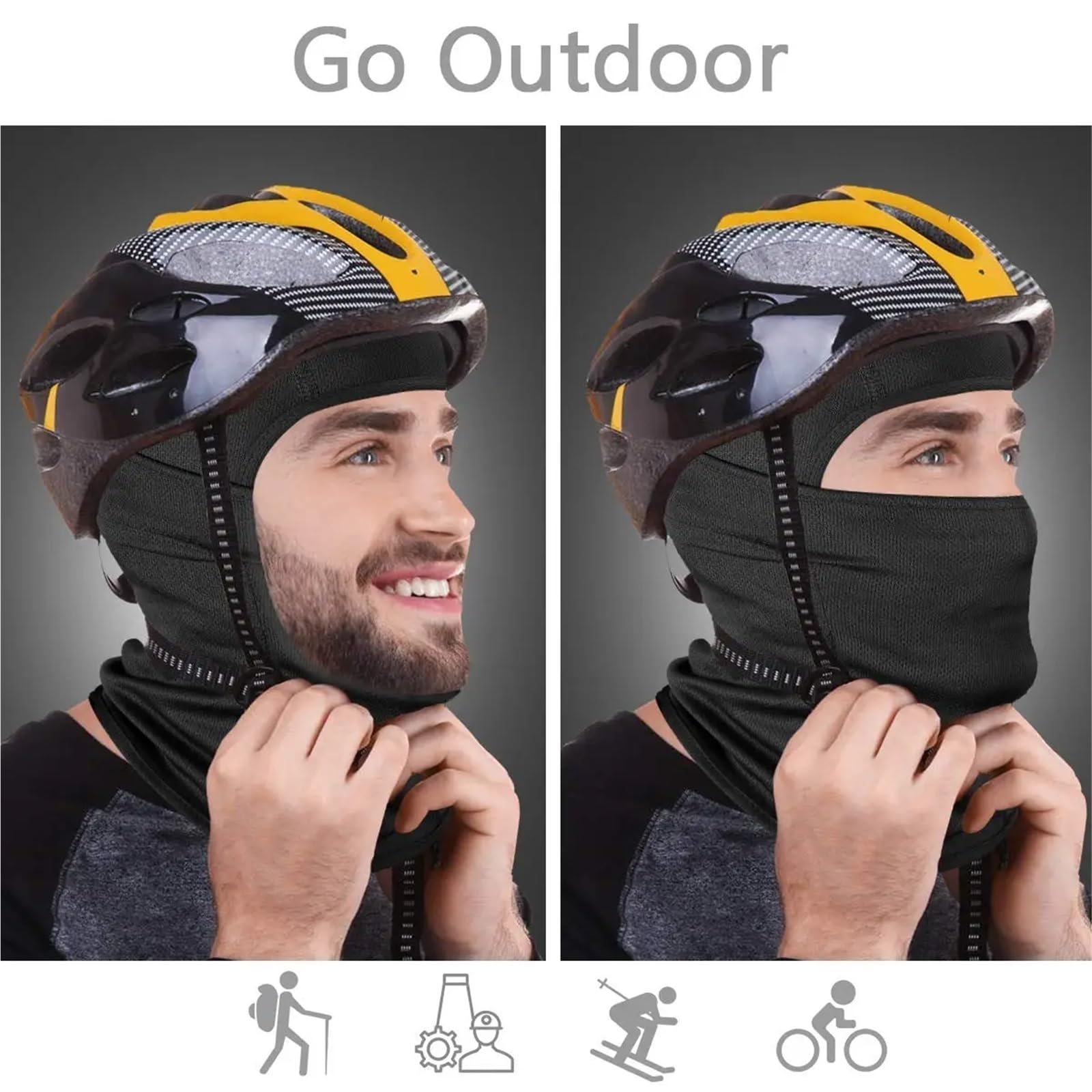 Pasamontañas 2 uds pasamontañas máscara de esquí Cubierta de Cara Completa for Hombres y Mujeres máscara de Cara Completa Transpirable for Esquiar Deportes al Aire Libre