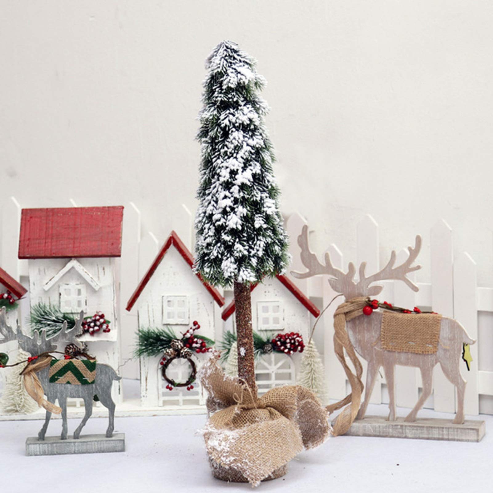 Weihnachtsbäume RENRUIRUI Simulation Beflockung Zeder Baum Home Office Esstisch Schreibtisch kleine Urlaub Dekoration (Size : 60cm)