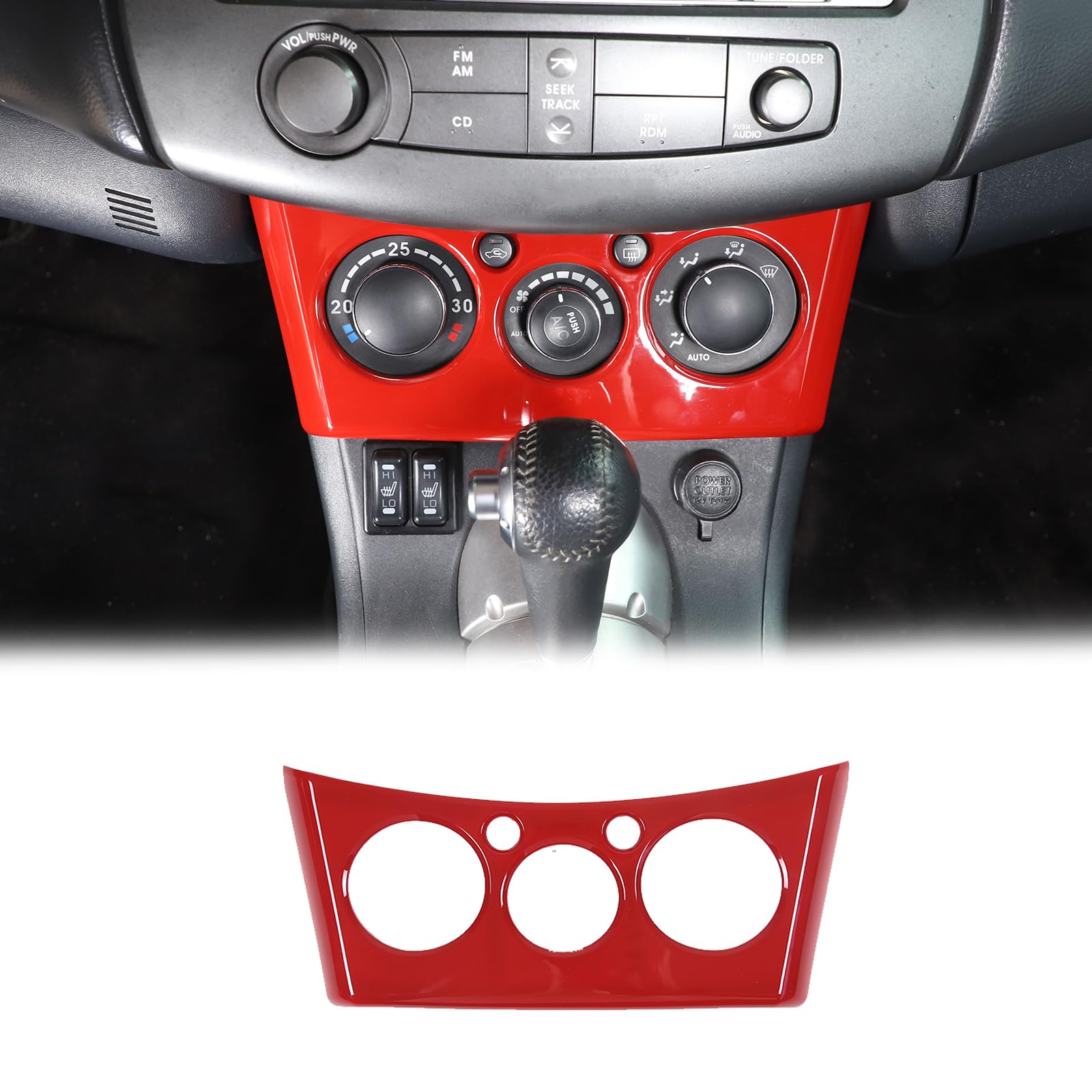 HIRUFAIT Center Console Air Conditioning Adjustment Panel Cover for Mitsubishi Eclipse 2006-2011, Car A/C Switch Button Frame Trim Accessories ABS Material (Sports Red)