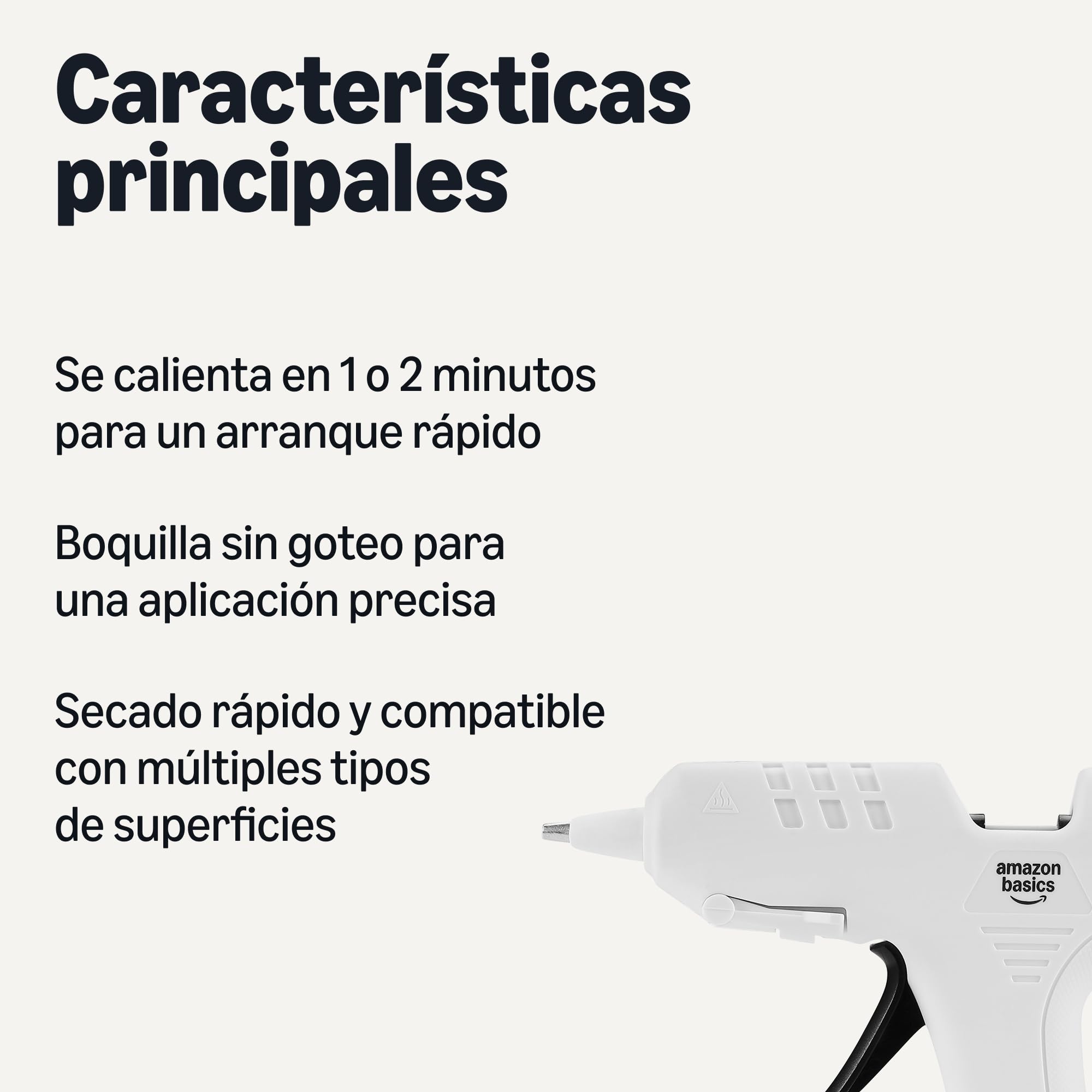 Amazon Basics Kit de pistola de pegamento caliente con 30 barras de pegamento, 20 W, Enchufe EU, Blanco