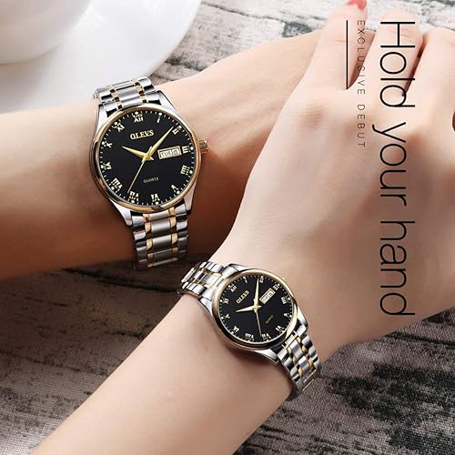 Miniatura 6 de OLEVS Reloj para hombres de acero inoxidable para negocios, analógico, de cuarzo, reloj de pulsera clásico luminoso para hombre, gran cara, día de