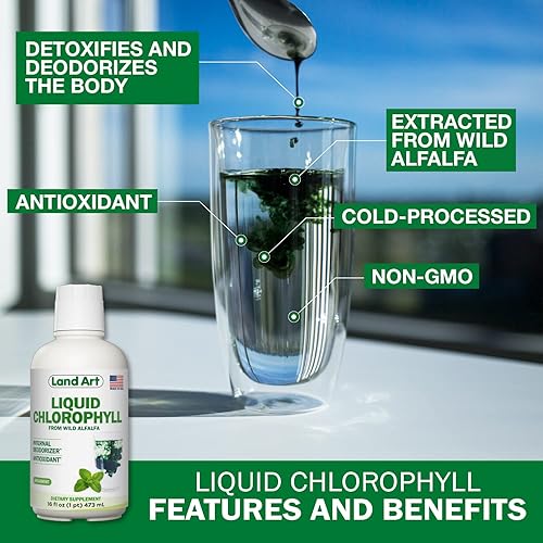 Miniatura 3 de Land Art Pure Aloe Vera Gel Bebible Sin Sabor 64 fl oz + Clorofila Líquida Sabor Menta 16 fl oz