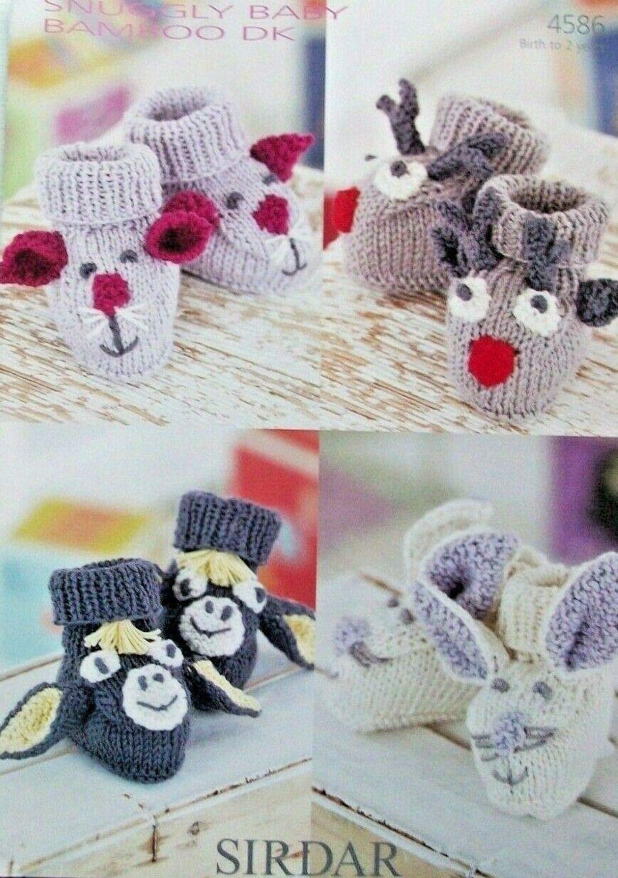 Sirdar Snuggly Baby Bamboo Dk Knitting Pattern - 4586 Bootees