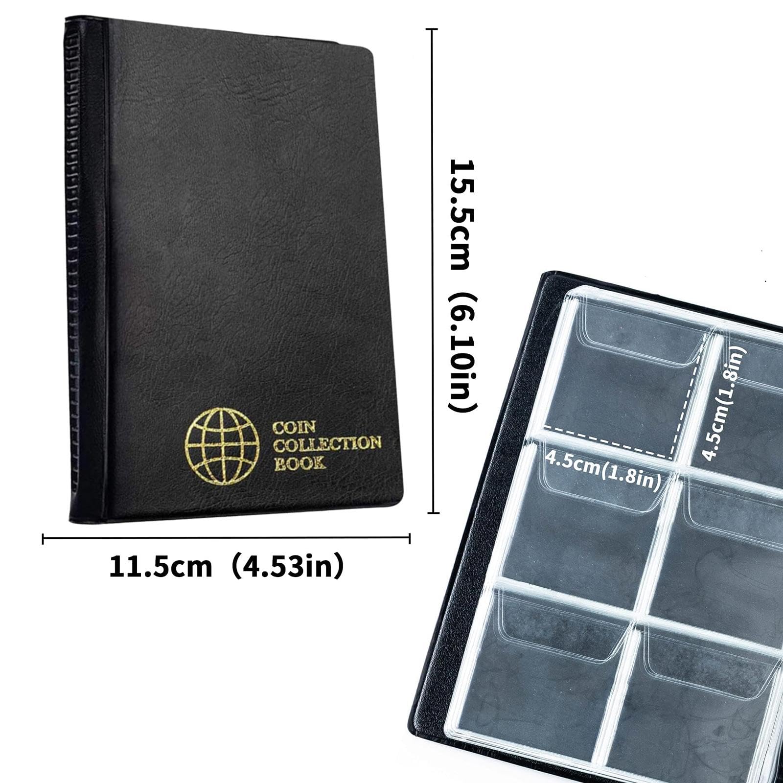 Gralara 5xPáginas para Coleccionar Monedas Estuche de Bolsillo para Monedas de Un Centavo Organizador de Suministros de Divisas Carpeta para Coleccionistas Se