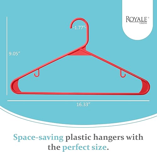 Miniatura 2 de ROYALE Paquete de 40 perchas de plástico rojas, colgador de ropa con ganchos, perchas de plástico resistentes que ahorran espacio, ideales para uso