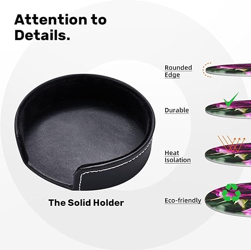 Miniatura 8 de Purple Roses Leather Coasters for Drinks Set of 6 for Tabletop Protection, Elegant Home Decor & Housewarming Gift