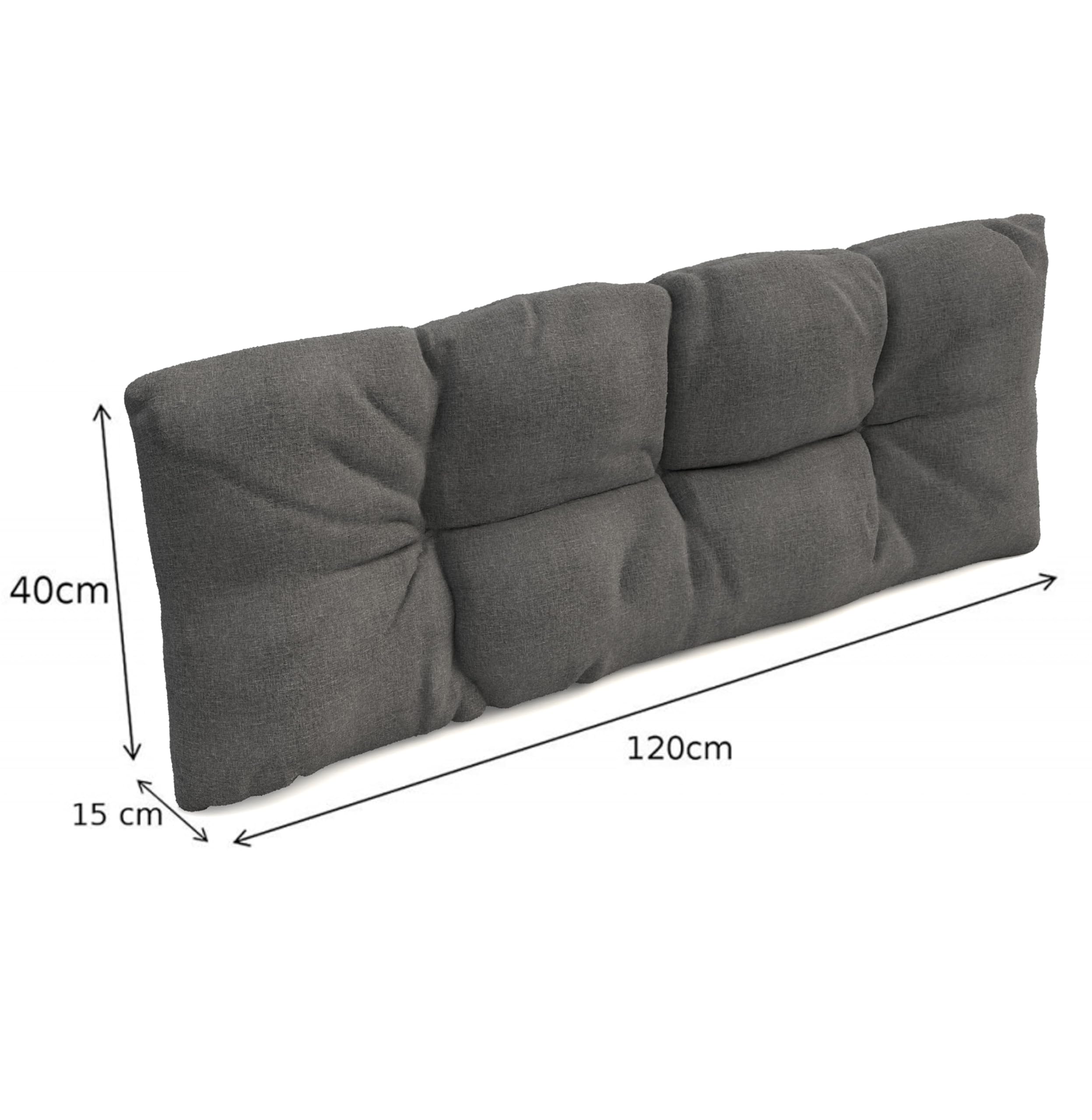 POKAR Juego de Cojines aconchadas 6 Piezas para Europalés: 2X Asiento 120x80cm +2X Respaldo 120x40cm + 1x 60x40cm Lateral + 1x cojín Decorativo 40x40cm, para sofá de paletas, sin palés, Gris