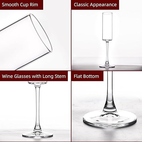 Miniatura 3 de Juego de 12 copas de champán clásicas de 6 onzas, copas de vino espumosas, copas de champán con tallo para fiestas, bodas y hogar, transparente