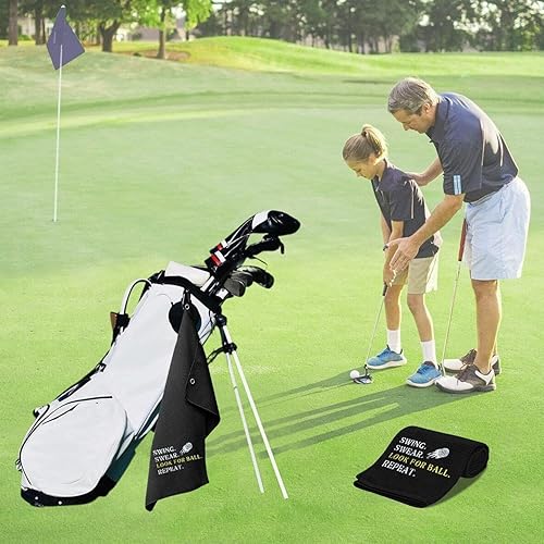 Miniatura 2 de Artpreti Toalla de golf divertida de alta calidad, bordada para bolsas con clip, regalos para hombres o mujeres, aspecto swing para repetición de