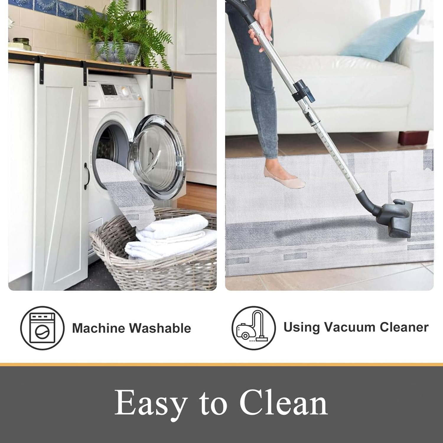 Calore Modern Abstract Runner Rug for Hallways Soft Distressed Geometric Area Rug Indoor Non Slip Carpet for Laundry Room Doorway Bedroom (Grey/Light Blue, 2.6'x 6.6')