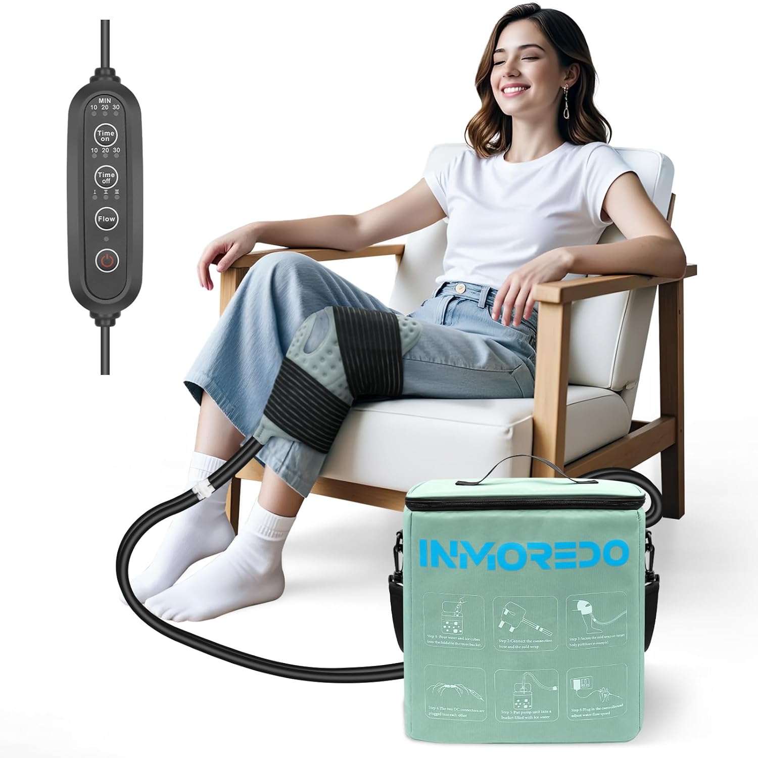 Cold Therapy Machine with Programmable Timer, Ice Machine for Knee After Surgery ACL,Cryotherapy Pain Relief Compression Pad for Shoulder, Arm, Ankle