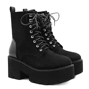 Amazon.com | Womens Platform Boots Round Toe Chunky Ankle