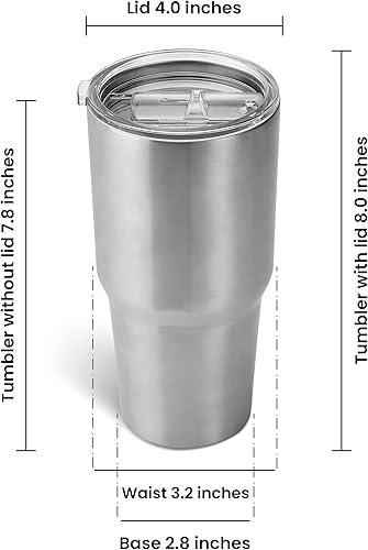 Miniatura 6 de makerflo Paquete de 25 vasos de 30 onzas, vaso de viaje delgado de acero inoxidable con tapa a prueba de salpicaduras y popote (plateado)