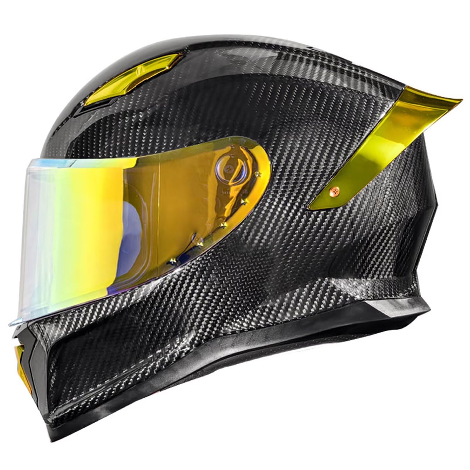 Motorcycle Carbon Fiber Full Face Helmets, with Spoiler Sport Touring Street Moped Scooter Chopper ATV Snowmobile Motorcycle Helmet, DOT Approved