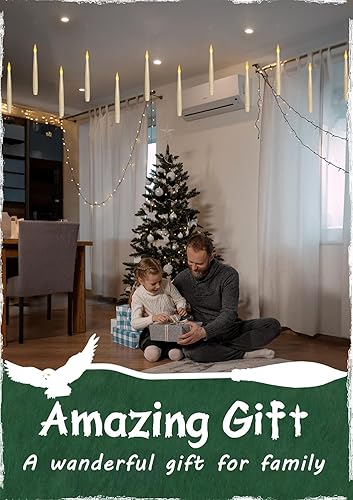 Miniatura 8 de Leejec Velas flotantes con control remoto de varita mágica (temporizador de 618 horas), 12 velas cónicas colgantes sin llama de 6.1 pulgadas, luz