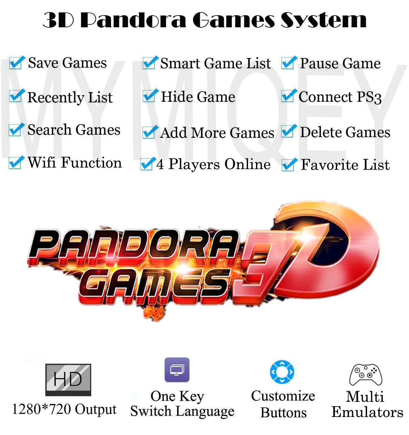 3D Pandora Games Arcade Console with 4018 Games | WIFI Function to Add  Extra Games | Search/Save/Hide/Pause Games | Support 3D Games | 1280x720  Full HD | Favorite List | Support Multiplayers
