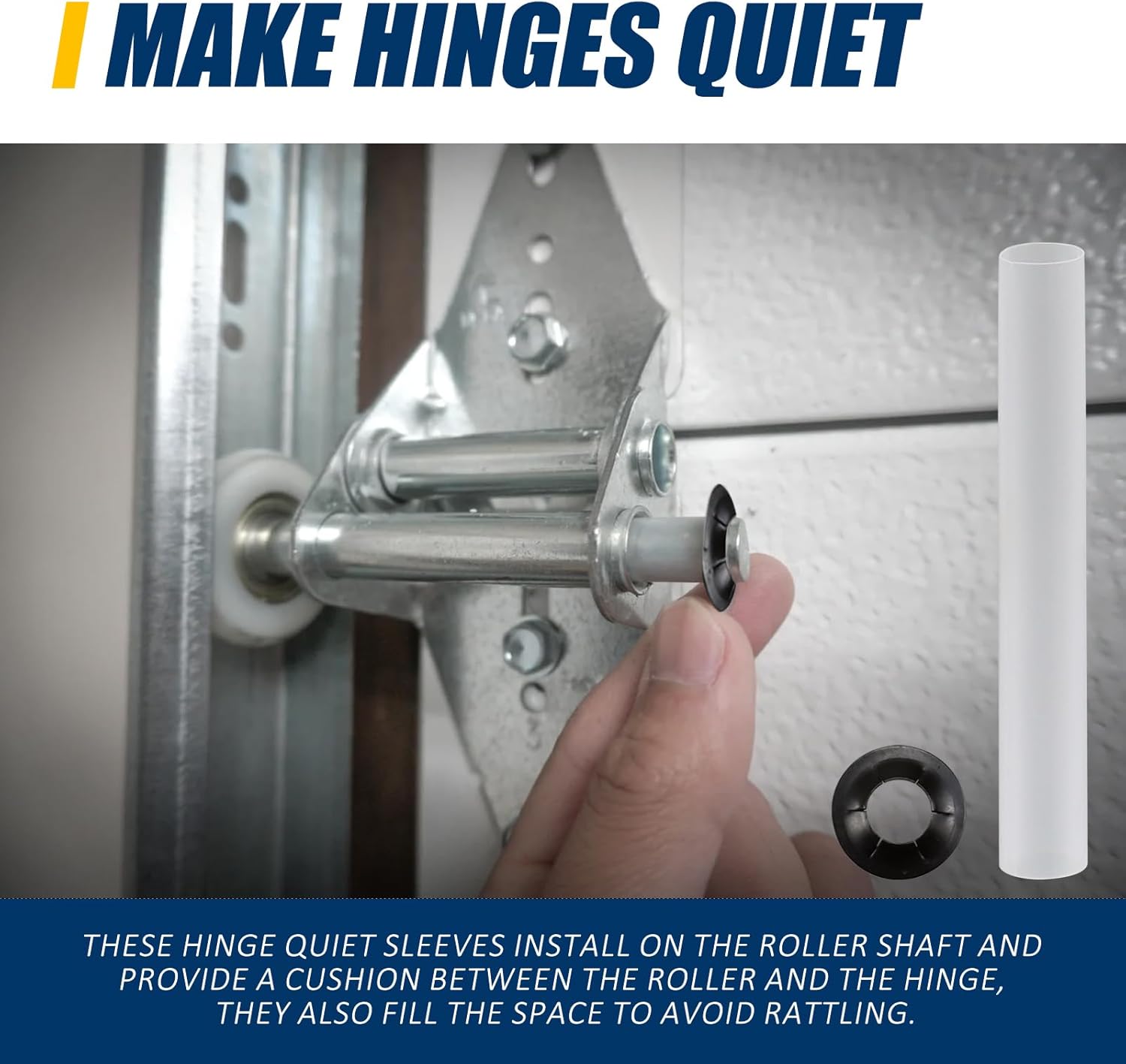 22Pcs Garage Door Hinge Quiet Roller Sleeves with Roller Shaft Nuts Gaskets Compatible with Quiet Garage Door Rollers Bearing thumbnail