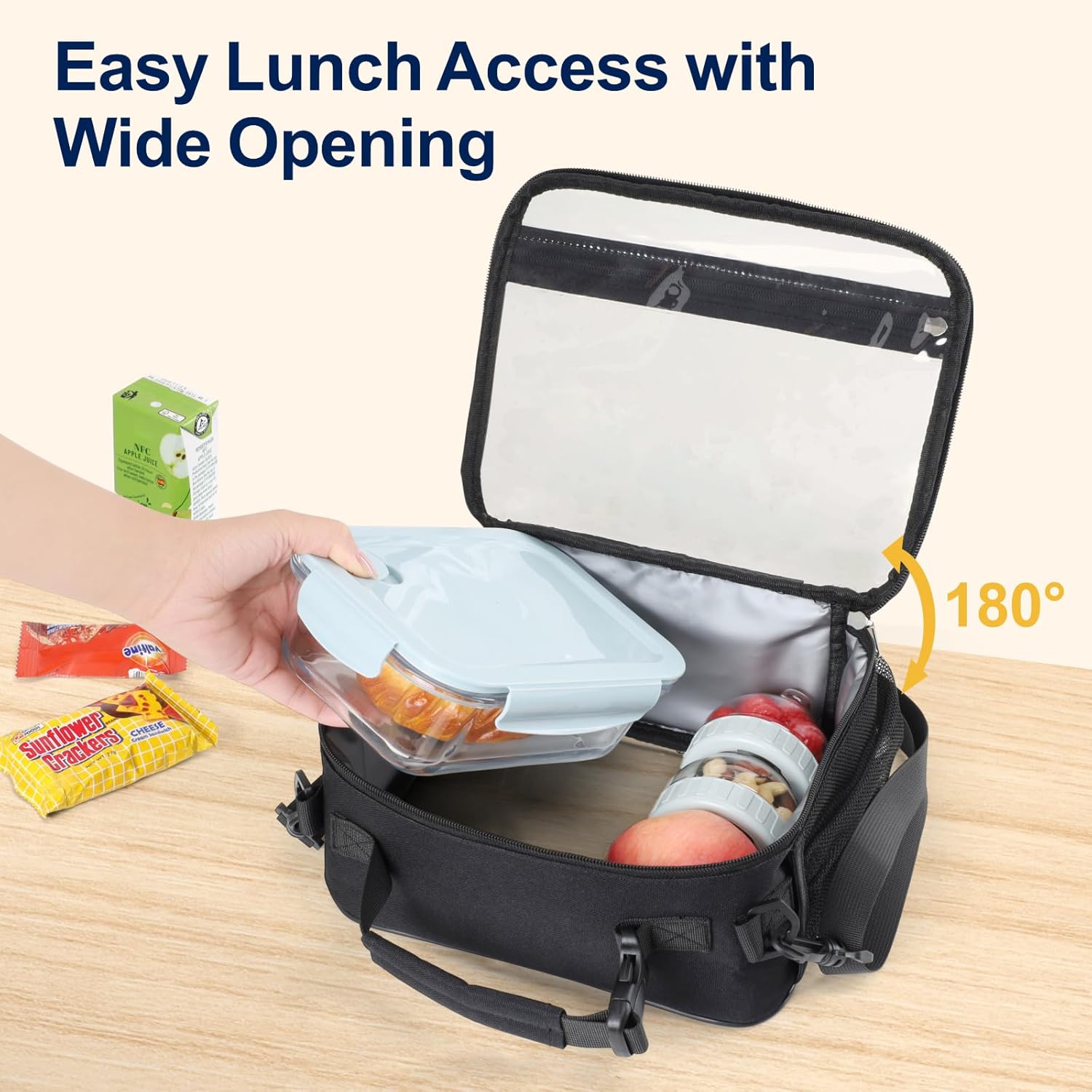 PACKISM Clear Lunch Bag for Boys - Reusable Heavy Duty Clear Lunch Box for School with Adjustable Shoulder Strap, Transparent Stadium Approved Lunch Snack Bag for Work Travel Picnic, Black - Image 7