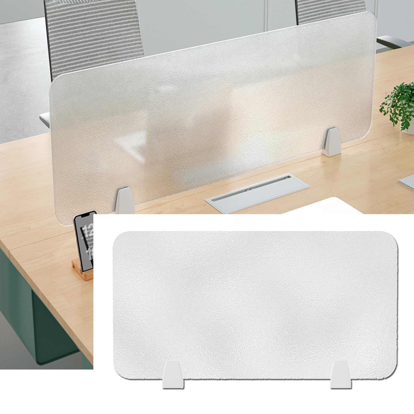 LWJSOCP Acrylic Desk Clamp Privacy Divider 4mm Thickness Waterproof Soundproof & Visual Distraction Shield for Office and Students Free Standing Screen Customizable (60x30cm/23.6x11.8in)