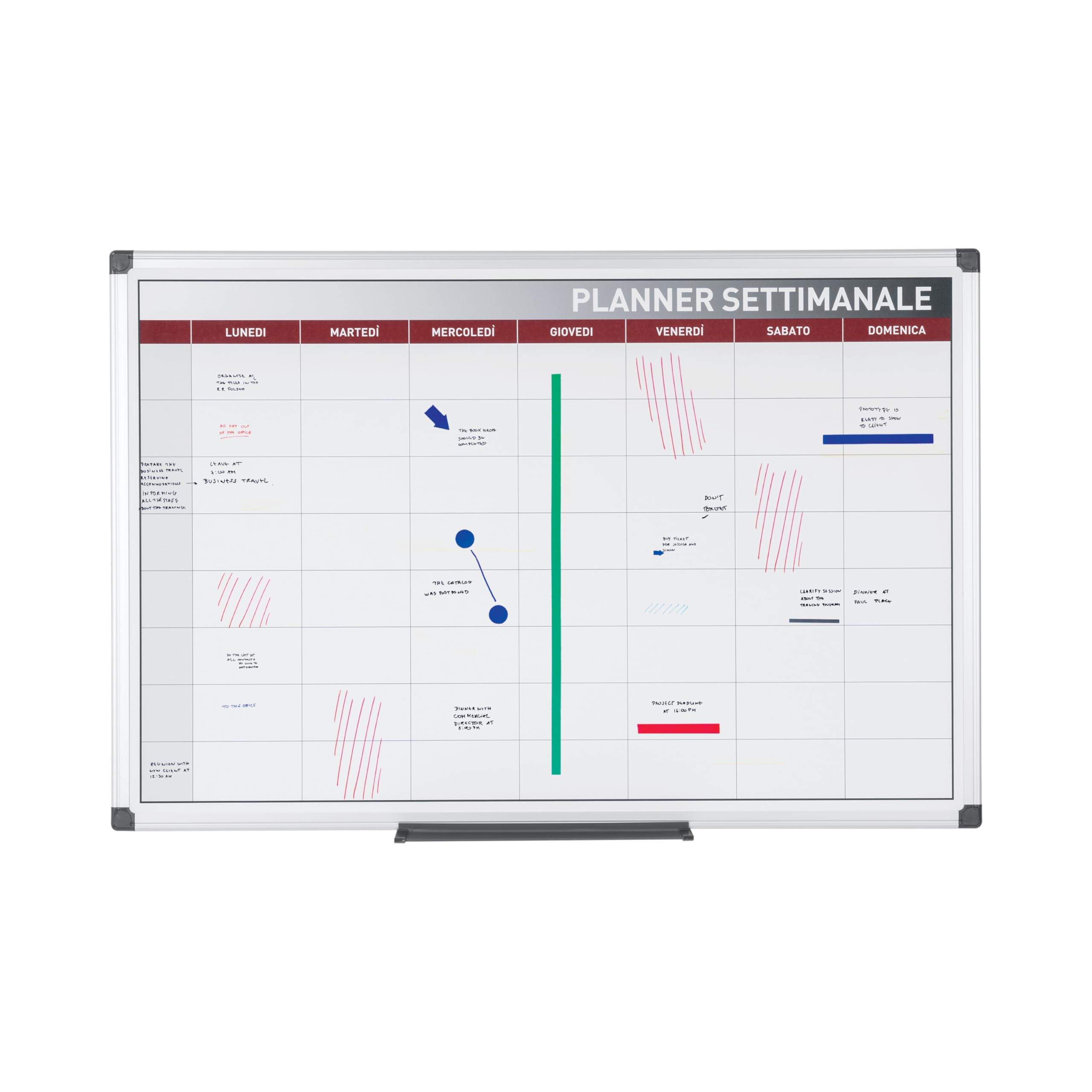 Bi-Office GA03266170 - Planner Settimanale Magnetico, 90 x 60 cm, Bianco