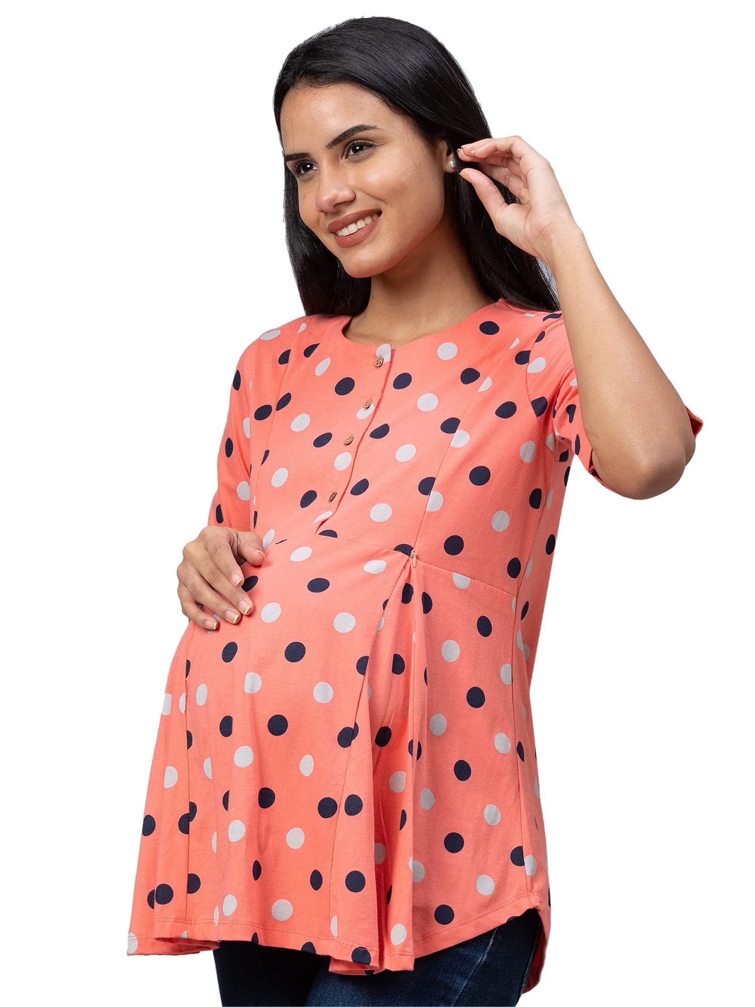 AV2 Printed Women Maternity Feeding Top Peach X-Large 8054 2