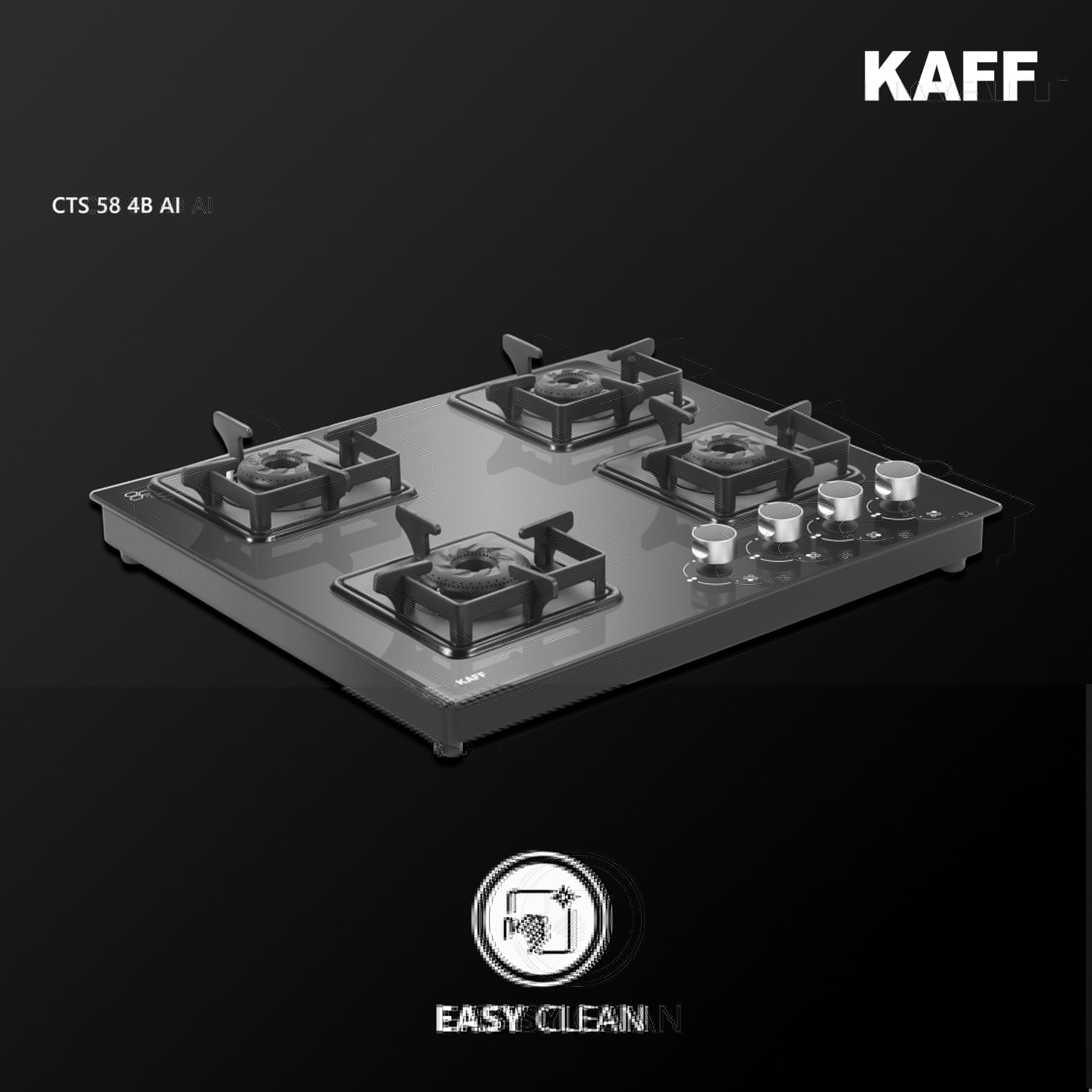 KAFF 4 Burner Gas Cooktop - Auto Ignition, Black -9
