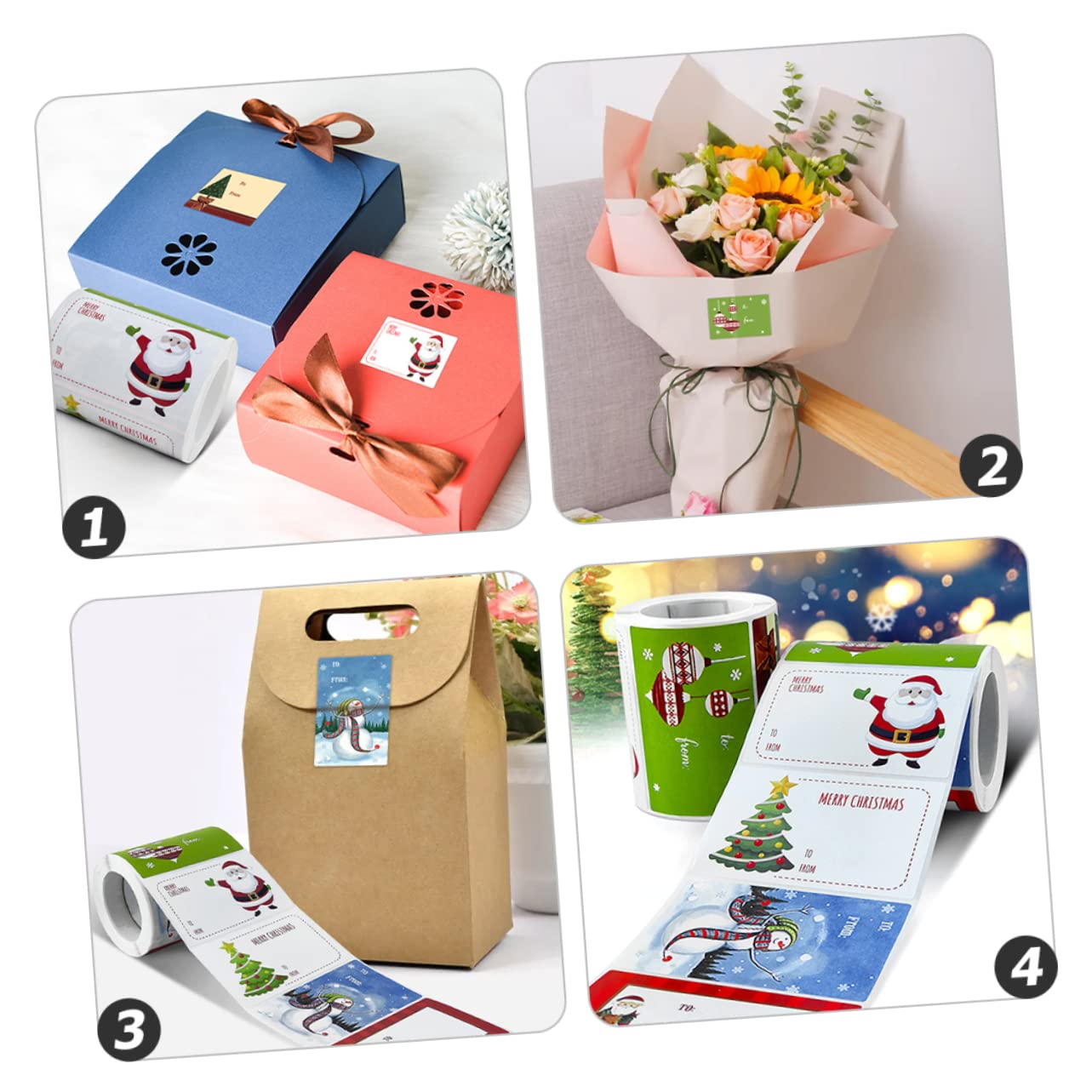 Lurrose 8 Rollen Weihnachtsaufkleber selbstklebender geschenkanhänger für weihnachten weihnachtsgeschenketiketten namenschild namensetiketten Aufkleber für Weihnachten Siegeletikett
