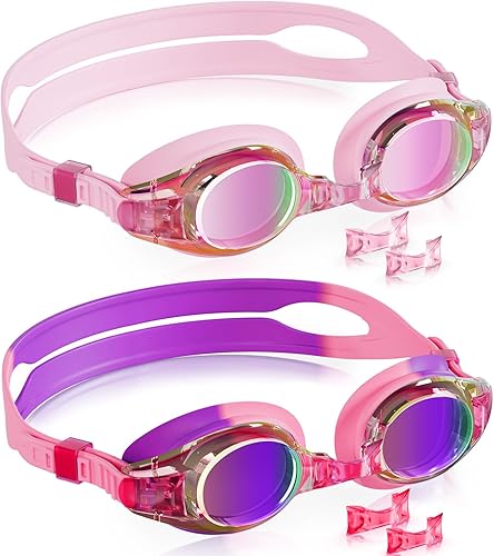 Miniatura 29 de Aegend - Paquete de 2 gafas para niños, gafas de natación para niños de 4 a 16 años, niños y niñas jóvenes, gafas de piscina antivaho, impermeables,