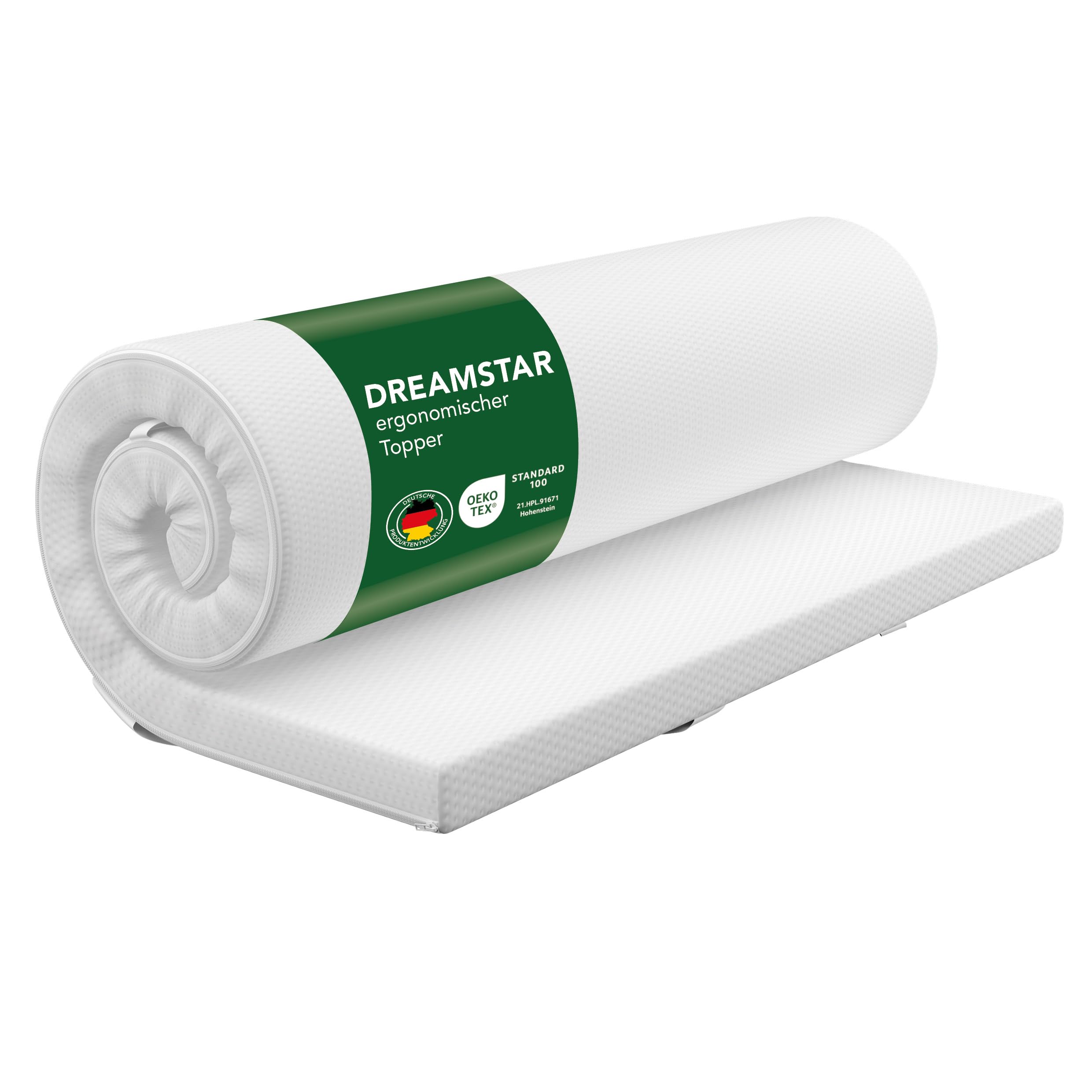 DREAMSTAR Easy Dream Topper 100 x 200 cm H5 | Topper de colchón con núcleo de espuma fría | Cubrecolchón de dureza 5 | Eco-Tex | 5 cm de alto