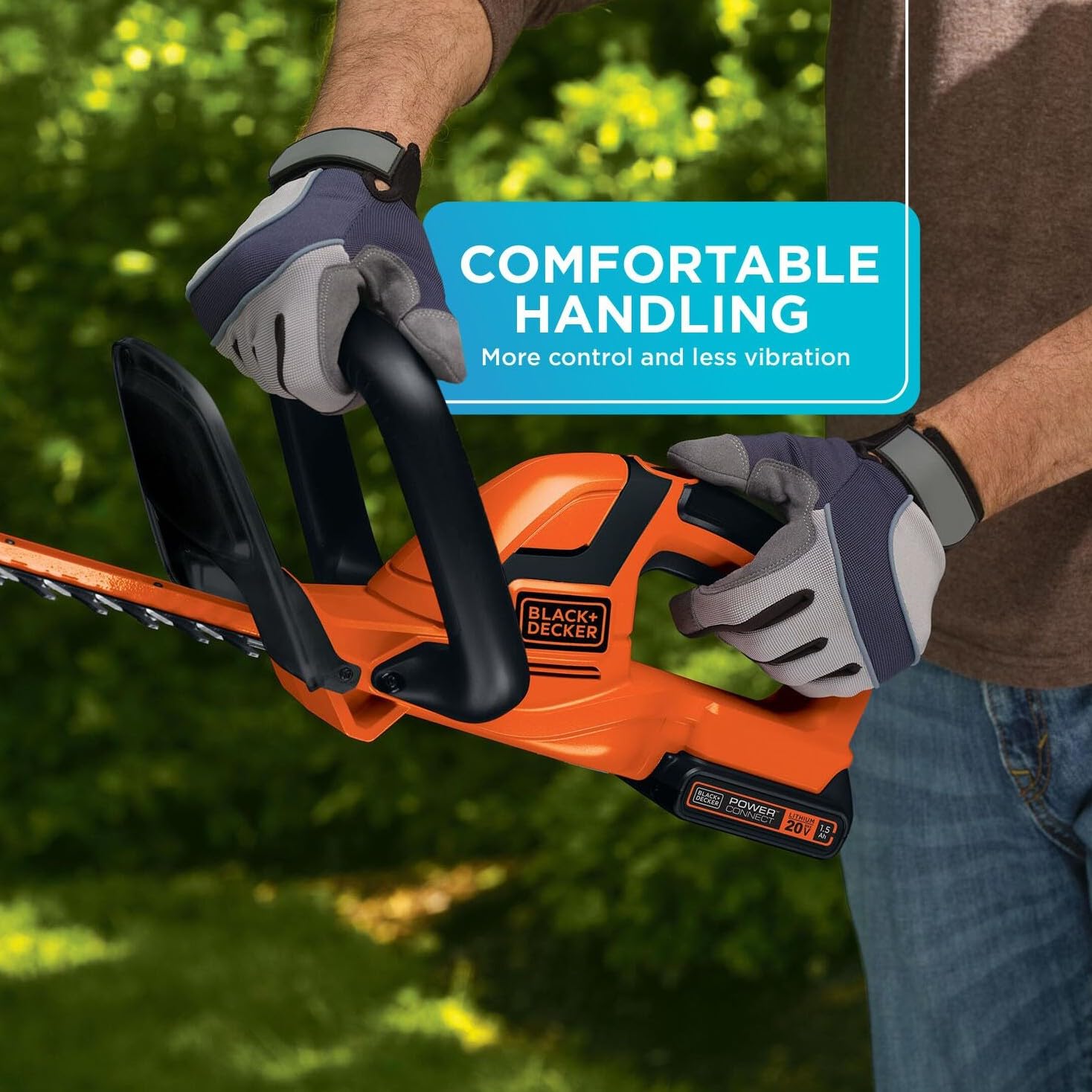 BLACKDECKER 20V MAX Cordless Hedge Trimmer Battery and Charger Included 22 Inch Steel Blade Lightweight Bush Trimmer Soft Grip Less Vibration LHT2220 product thumbnail 6
