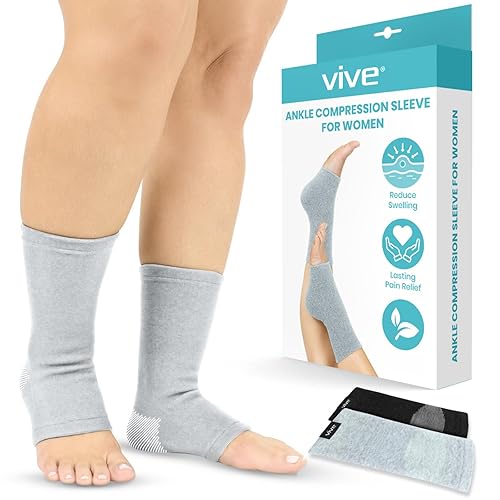 Vive Calcetines de compresión de tobillo para mujeres y hombres (par) Manga de tobillo con soporte estabilizador elástico para fascitis plantar,