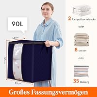 Lifewit Tárolódoboz Szett 3 db 90L Összecsukható Fedeles Ruhatároló Paplan Ágy Alatti Rendszerező Kék 2