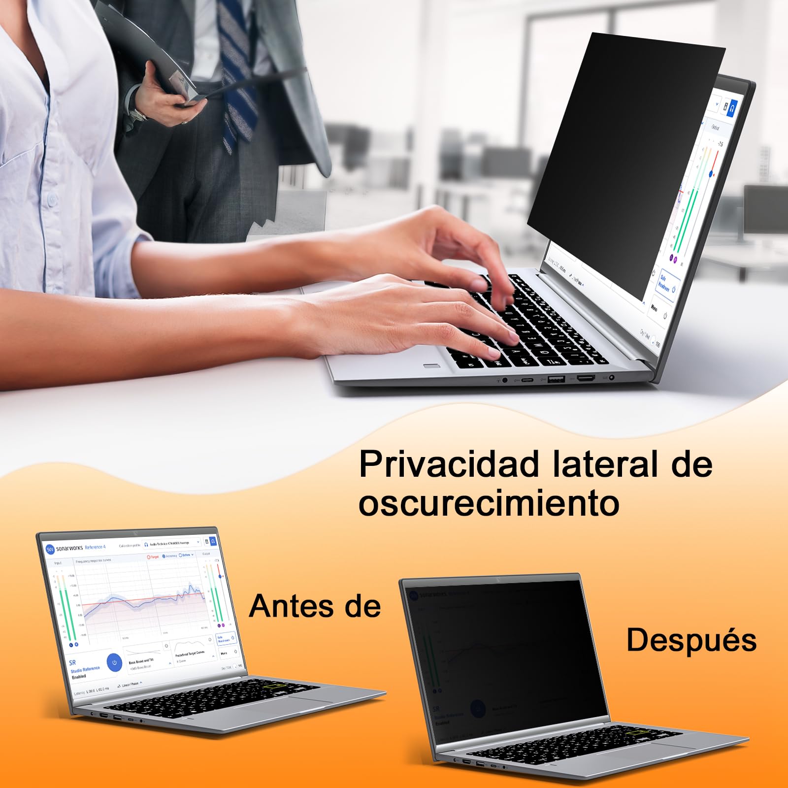 Pantalla de Privacidad Para Portátil de 13.3 Relación de Aspecto 16:9, Protector de Filtro Antirreflejo de Luz Azul, Privacy de Film Extraíble Compatible con Lenovo/HP/Dell/Acer/Samsung/Asus/Toshiba