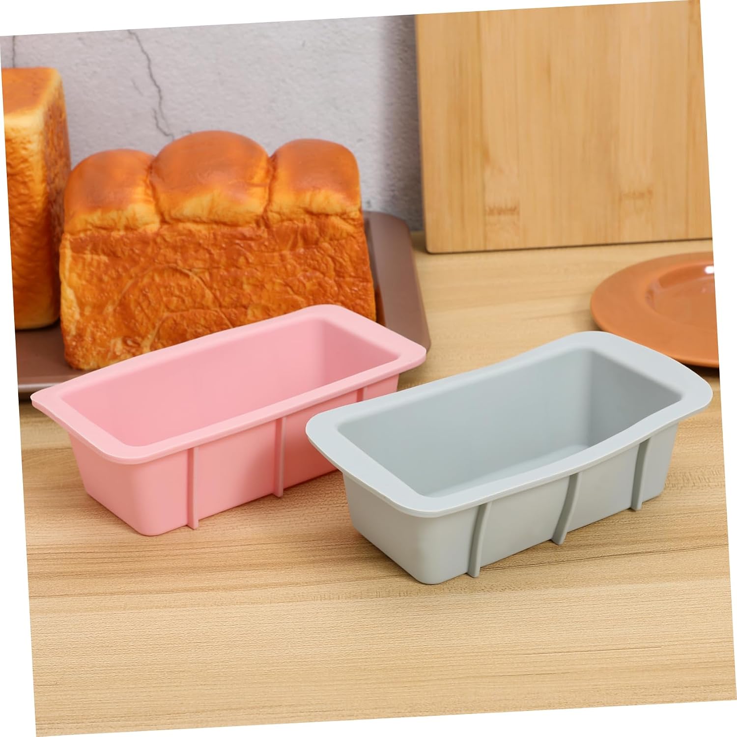 Cabilock 2pcs Silicone Cake Mould for Baking Rectangular Toast Pan and for Mousse Bread and Dessert Creation